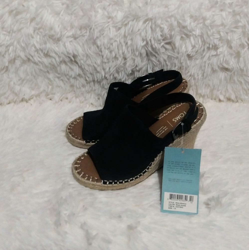 2×$40 TOMS Monica Suede Rope wedge Sandals - Picture 2 of 9